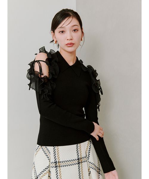 SNIDEL スナイデル　プリーツフリルニットプルオーバー プリーツフリルニットプルオーバー（ニット/セーター）｜SNIDEL