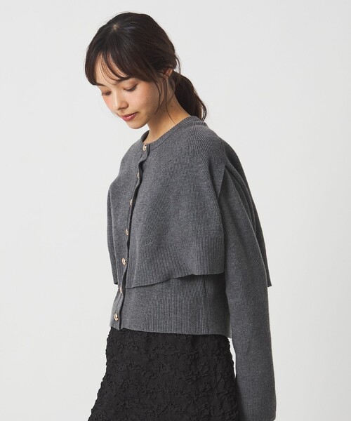 EMMEL REFINES（エメルリファインズ）の「＜EMMEL REFINES＞EM HW ケープボタン 3WAY ニット（ニット/セーター・レディース・ネイビー/グレー・FREE）」の4枚目の写真