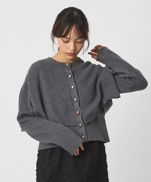 EMMEL REFINES（エメルリファインズ）の「＜EMMEL REFINES＞EM HW ケープボタン 3WAY ニット（ニット/セーター・レディース・ネイビー/グレー・FREE）」の6枚目の写真