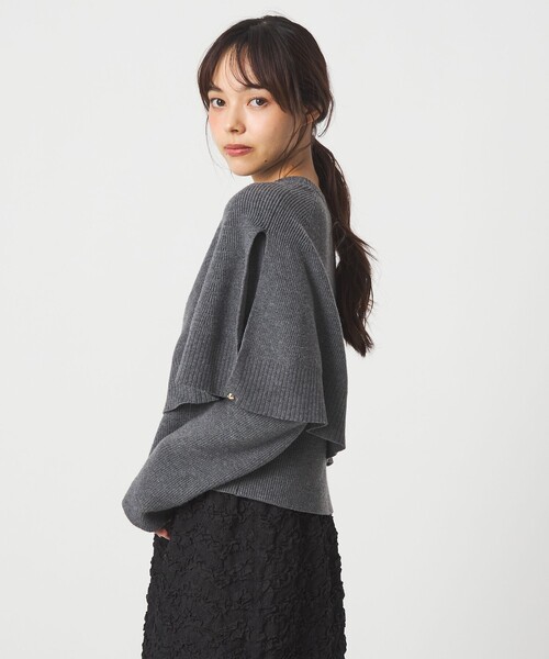 EMMEL REFINES（エメルリファインズ）の「＜EMMEL REFINES＞EM HW ケープボタン 3WAY ニット（ニット/セーター・レディース・ネイビー/グレー・FREE）」の8枚目の写真