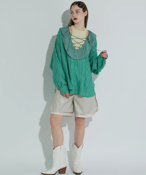 ANNA SUI NYC（アナ スイ エヌ ワイ シー）の「ANNA SUI NYC/アナ スイ エヌワイシー/PUレザーハーフパンツ（その他パンツ・レディース・ブラック/ホワイト・F）」の7枚目の写真