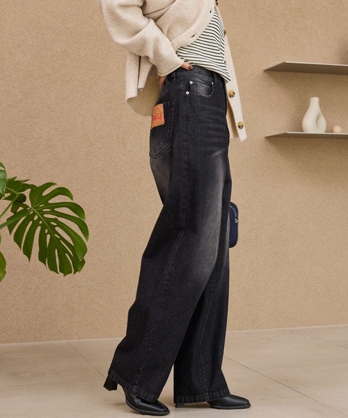 サステナブル】クイックドライ ワイドストレートデニムパンツ【THE