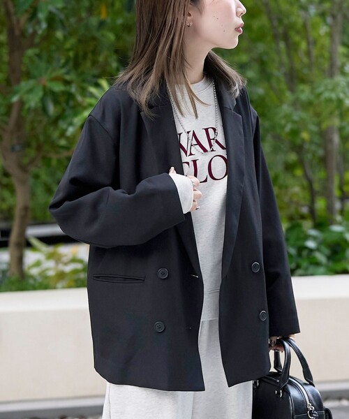 セール】ウールライクWブレストジャケット（テーラードジャケット