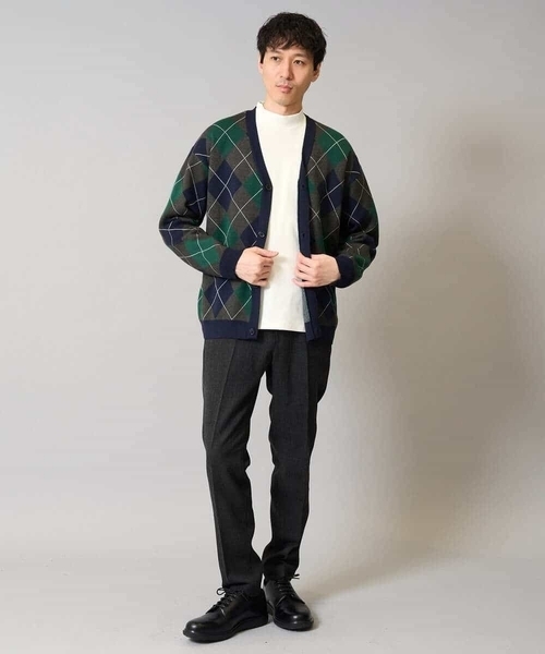 a.v.v（アーヴェヴェ）の「【洗濯機で洗える】アーガイルジャカードニットカーディガン（カーディガン/ボレロ・メンズ・チャコールグレー/ネイビー・46/48）」の7枚目の写真