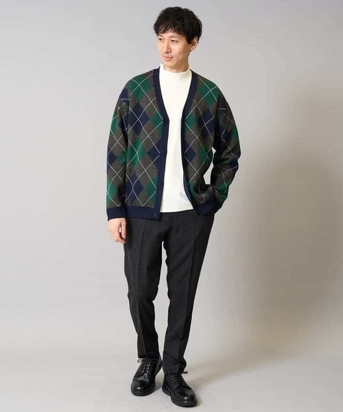 a.v.v（アーヴェヴェ）の「【洗濯機で洗える】アーガイルジャカードニットカーディガン（カーディガン/ボレロ・メンズ・チャコールグレー/ネイビー・46/48）」の18枚目の写真