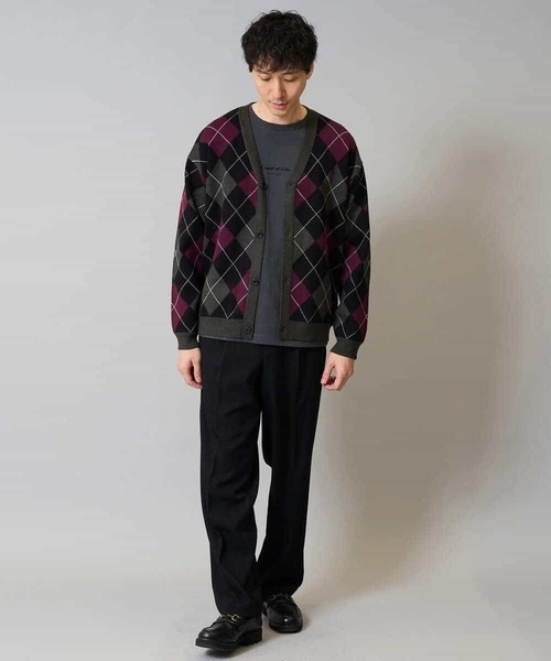 a.v.v（アーヴェヴェ）の「【洗濯機で洗える】アーガイルジャカードニットカーディガン（カーディガン/ボレロ・メンズ・チャコールグレー/ネイビー・46/48）」の14枚目の写真