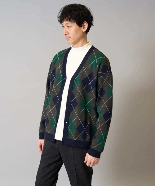 a.v.v（アーヴェヴェ）の「【洗濯機で洗える】アーガイルジャカードニットカーディガン（カーディガン/ボレロ・メンズ・チャコールグレー/ネイビー・46/48）」の10枚目の写真