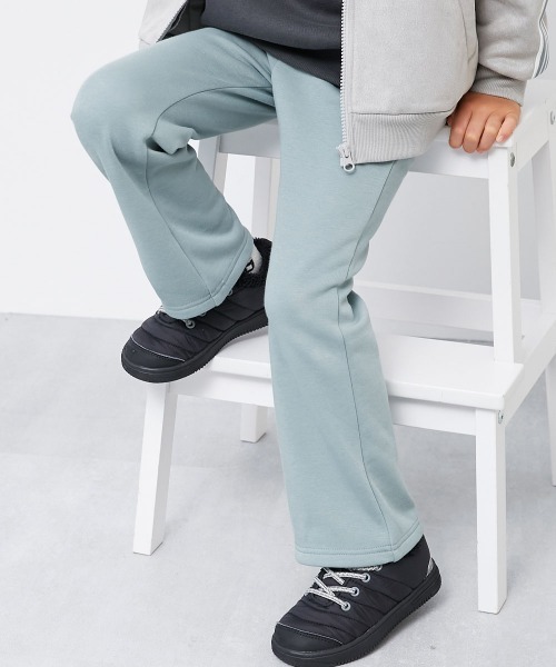 devirock（デビロック）の「RICH WARM 裏シャギー えらべる無地&花柄 セミフレアパンツ　裏起毛（その他パンツ・キッズ・ベージュ系/ピンク系/ブルー系/ブラック系/ブラック/アイボリー系・100cm/110cm/120cm/130cm/140cm/150cm/160cm）」の2枚目の写真