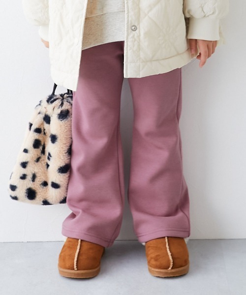 devirock（デビロック）の「RICH WARM 裏シャギー えらべる無地&花柄 セミフレアパンツ　裏起毛（その他パンツ・キッズ・ベージュ系/ピンク系/ブルー系/ブラック系/ブラック/アイボリー系・100cm/110cm/120cm/130cm/140cm/150cm/160cm）」の6枚目の写真