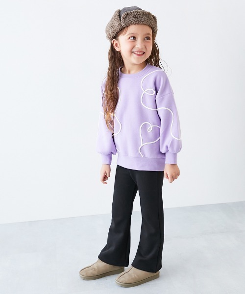 devirock（デビロック）の「RICH WARM 裏シャギー えらべる無地&花柄 セミフレアパンツ　裏起毛（その他パンツ・キッズ・ベージュ系/ピンク系/ブルー系/ブラック系/ブラック/アイボリー系・100cm/110cm/120cm/130cm/140cm/150cm/160cm）」の7枚目の写真