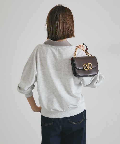 &. NOSTALGIA(アンドドットノスタルジア)の「配色ダブルカラー裏毛プルオーバー(Tシャツ/カットソー・レディース・ネイビー/オートミール・M)」の19枚目の写真