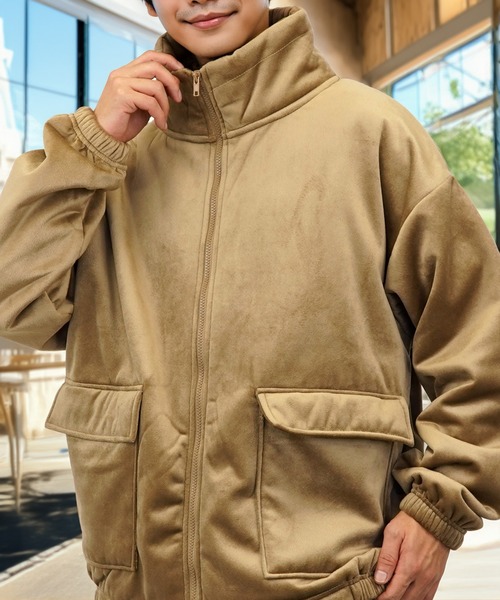 セール】ミリタリージャケット ベロア×ボア ブルゾン（ミリタリー