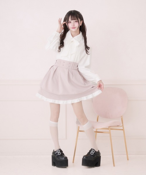 Pal elfy(パルエルフィー)の「ドーリーティアードタックスカート(スカート・レディース・グレー/ブラック/ブラック系その他/ピンク・LARGE/フリー)」の7枚目の写真