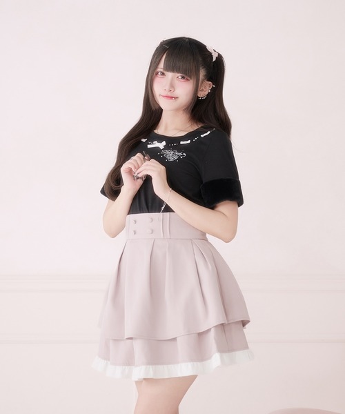 Pal elfy(パルエルフィー)の「ドーリーティアードタックスカート(スカート・レディース・グレー/ブラック/ブラック系その他/ピンク・LARGE/フリー)」の17枚目の写真