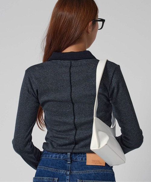 MILLER(ミラー)の「R.P.miller/ミラー PANELRIB Cardigan ボーダーデザイン カーディガン(カーディガン/ボレロ・レディース・ブラック/ブルー/レッド/ブラウン/ブラック×ホワイト・FREE)」の8枚目の写真