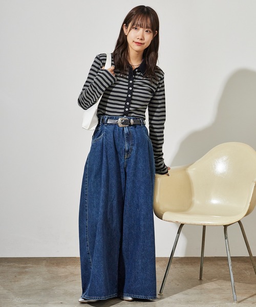 MILLER(ミラー)の「R.P.miller/ミラー PANELRIB Cardigan ボーダーデザイン カーディガン(カーディガン/ボレロ・レディース・ブラック/ブルー/レッド/ブラウン/ブラック×ホワイト・FREE)」の18枚目の写真