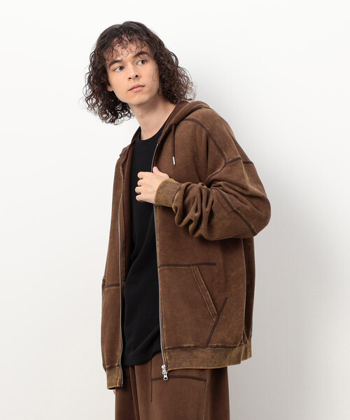 Purple&Yellow（パープルアンドイエロー）の「フロスト加工裏毛 パーカ（パーカー・メンズ・サックスブルー/ブラウン/ブラック・MEDIUM/SMALL/LARGE）」の3枚目の写真