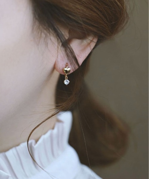 Burner(バーナー)の「【blatto 925silver】シルバー925 ハートモチーフ×ストーン フープピアス esm-pierce-13-23【RBTS】(ピアス(両耳用)・レディース・ゴールド/シルバー・FREE)」の3枚目の写真