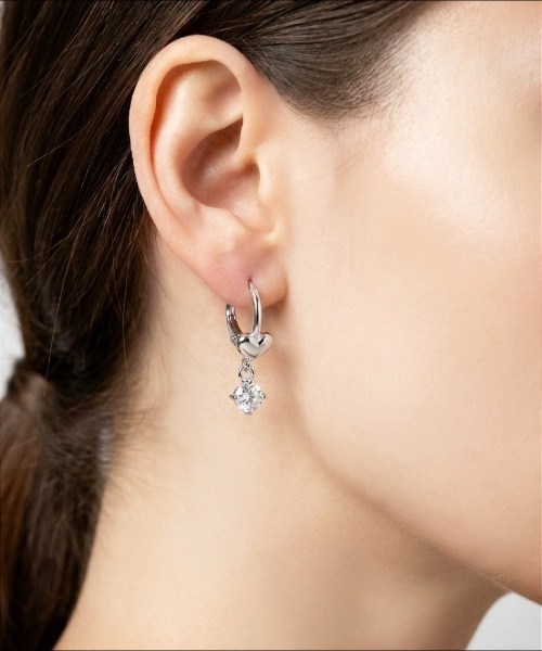 Burner(バーナー)の「【blatto 925silver】シルバー925 ハートモチーフ×ストーン フープピアス esm-pierce-13-23【RBTS】(ピアス(両耳用)・レディース・ゴールド/シルバー・FREE)」の6枚目の写真