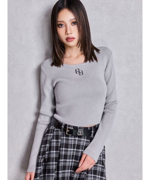 GYDA（ジェイダ）の「GGプレートlong sleeveニットトップス（ニット/セーター・レディース・ブラック/オフホワイト/シルバー/その他1・FREE）」の4枚目の写真