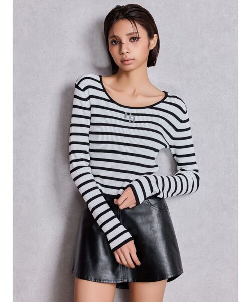 GYDA（ジェイダ）の「GGプレートlong sleeveニットトップス（ニット/セーター・レディース・ブラック/オフホワイト/シルバー/その他1・FREE）」の6枚目の写真