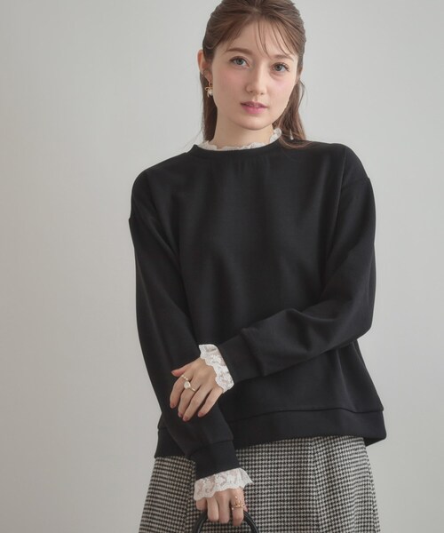 couture brooch（クチュールブローチ）の「【大人可愛い・きれいめ】フリルデザインダンボールプルオーバー（Tシャツ/カットソー・レディース・ライトグレー/ブラック・40/38/42/36）」の17枚目の写真