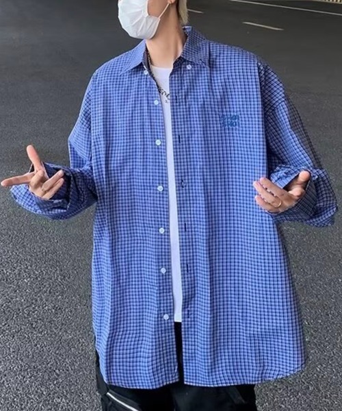 WESTBOY(ウエストボーイ)の「オーバーサイズ チェックシャツ WO25W2TP02【WB ORIGINALS】【2025AW】(シャツ/ブラウス・メンズ・ブルー・L/M/XL)」の2枚目の写真