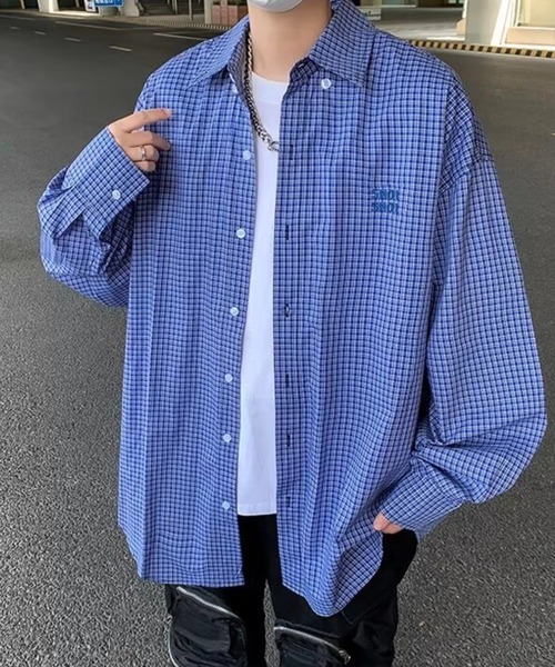 WESTBOY(ウエストボーイ)の「オーバーサイズ チェックシャツ WO25W2TP02【WB ORIGINALS】【2025AW】(シャツ/ブラウス・メンズ・ブルー・L/M/XL)」の4枚目の写真