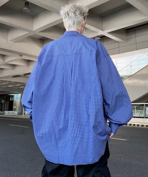 WESTBOY(ウエストボーイ)の「オーバーサイズ チェックシャツ WO25W2TP02【WB ORIGINALS】【2025AW】(シャツ/ブラウス・メンズ・ブルー・L/M/XL)」の5枚目の写真