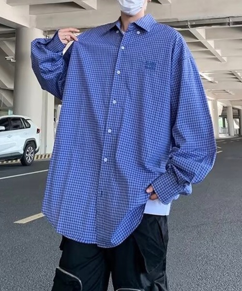 WESTBOY(ウエストボーイ)の「オーバーサイズ チェックシャツ WO25W2TP02【WB ORIGINALS】【2025AW】(シャツ/ブラウス・メンズ・ブルー・L/M/XL)」の6枚目の写真