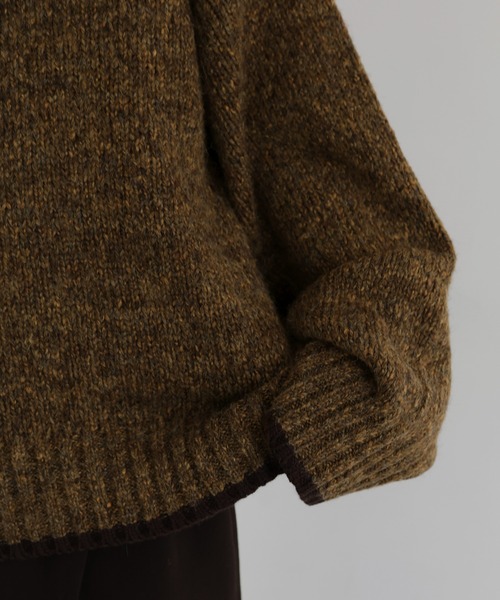 hellam(へラム)の「バイカラーヘンリーネックミックスニット(ニット/セーター・レディース・レッド/ブラウン/ブルー/チャコール・FREE)」の20枚目の写真