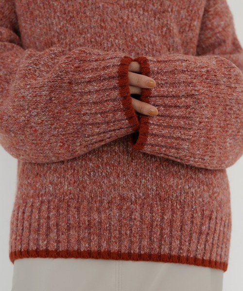 hellam(へラム)の「バイカラーヘンリーネックミックスニット(ニット/セーター・レディース・レッド/ブラウン/ブルー/チャコール・FREE)」の13枚目の写真