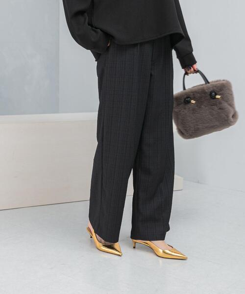 URBAN RESEARCH ROSSO WOMEN（アーバンリサーチ　ロッソ）の「防シワツイードワイドパンツ（その他パンツ・レディース・ブラック/ホワイト・36/38）」の2枚目の写真