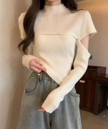SPIGA | 胸切替袖開きﾘﾌﾞﾆｯﾄ(ニット/セーター)