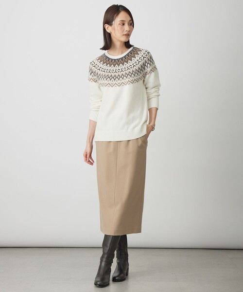 J.PRESS Ladies(J.プレス レディス)の「FAIR ISLE ラウンドネック ニット(ニット/セーター・レディース・ライトグレー系/ホワイト系/ネイビー系・SMALL)」の15枚目の写真