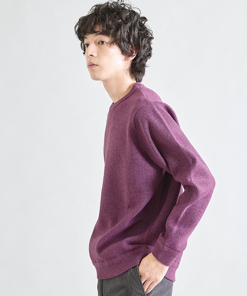 UNION STATION（ユニオンステーション）の「Wフェイス スフレヤーン ウォッシャブルニット（ニット/セーター・メンズ・チャコールグレー/パープル/グリーン・M/L）」の9枚目の写真