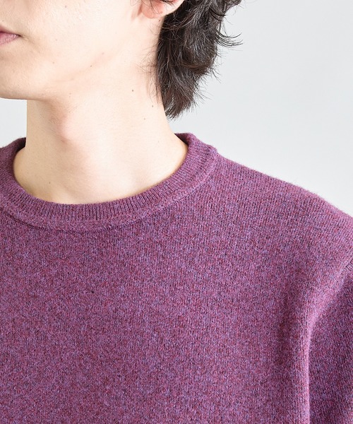 UNION STATION（ユニオンステーション）の「Wフェイス スフレヤーン ウォッシャブルニット（ニット/セーター・メンズ・チャコールグレー/パープル/グリーン・M/L）」の13枚目の写真