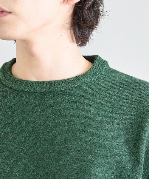 UNION STATION（ユニオンステーション）の「Wフェイス スフレヤーン ウォッシャブルニット（ニット/セーター・メンズ・チャコールグレー/パープル/グリーン・M/L）」の7枚目の写真