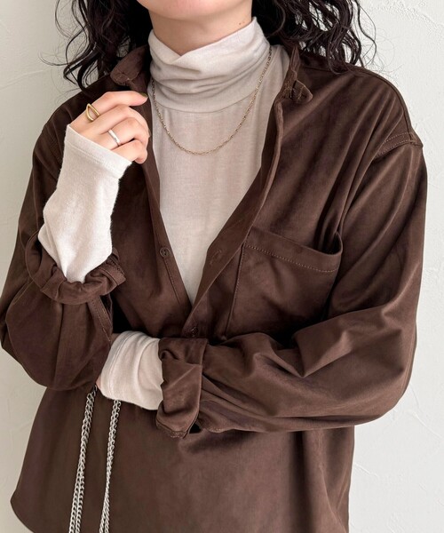 fredy emue(フレディエミュ)の「【LANCER CLOTHING CORPORATION】STANDCOLLAR SHIRTS SUEDE(シャツ/ブラウス・レディース・ブラウン/キャメル・38)」の1枚目の写真