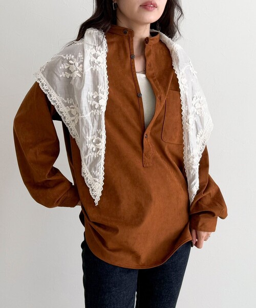 fredy emue(フレディエミュ)の「【LANCER CLOTHING CORPORATION】STANDCOLLAR SHIRTS SUEDE(シャツ/ブラウス・レディース・ブラウン/キャメル・38)」の5枚目の写真