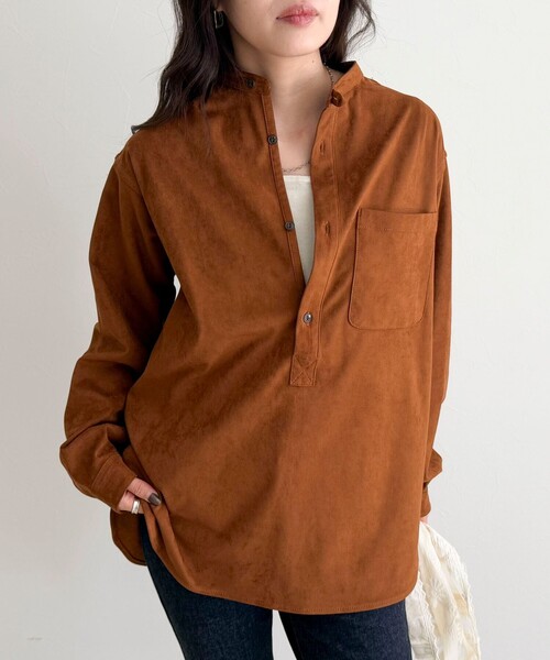 fredy emue(フレディエミュ)の「【LANCER CLOTHING CORPORATION】STANDCOLLAR SHIRTS SUEDE(シャツ/ブラウス・レディース・ブラウン/キャメル・38)」の7枚目の写真