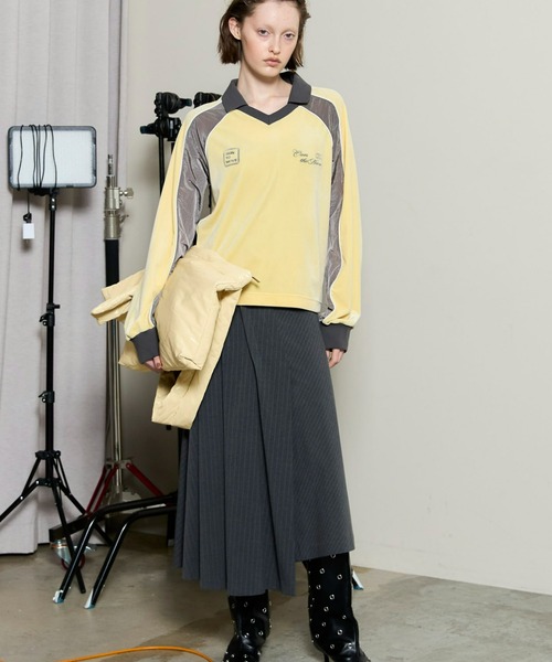 MAISON SPECIAL(メゾンスペシャル)の「Velour Combination Sporty Jersey Tops / ベロアコンビスポーティージャージトップス(Tシャツ/カットソー・レディース・ブラック/ブラウン/イエロー・FREE)」の6枚目の写真