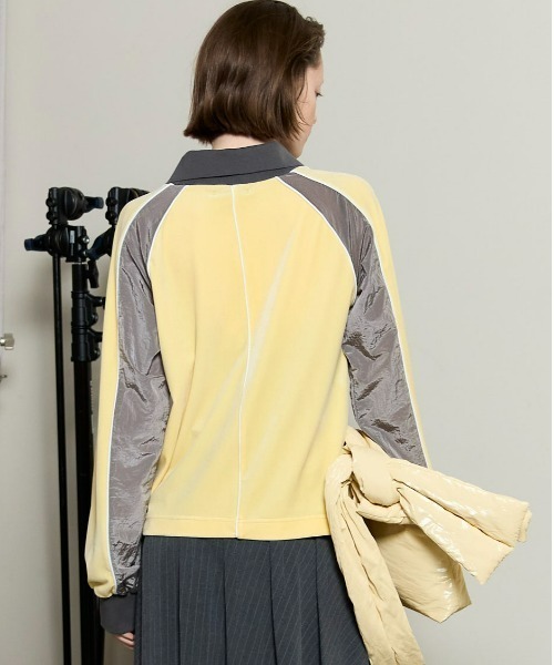 MAISON SPECIAL(メゾンスペシャル)の「Velour Combination Sporty Jersey Tops / ベロアコンビスポーティージャージトップス(Tシャツ/カットソー・レディース・ブラック/ブラウン/イエロー・FREE)」の8枚目の写真