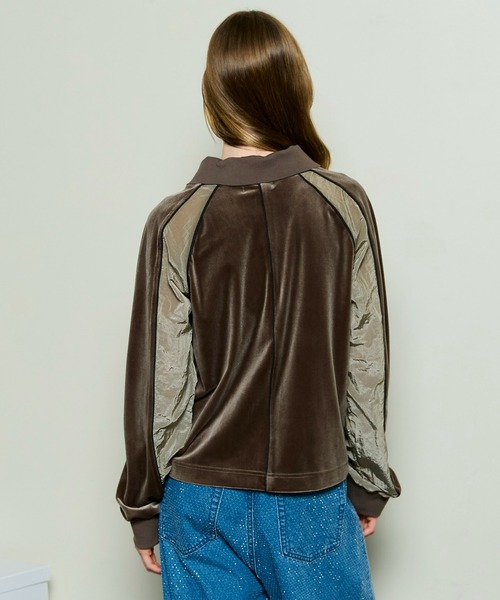 MAISON SPECIAL(メゾンスペシャル)の「Velour Combination Sporty Jersey Tops / ベロアコンビスポーティージャージトップス(Tシャツ/カットソー・レディース・ブラック/ブラウン/イエロー・FREE)」の9枚目の写真