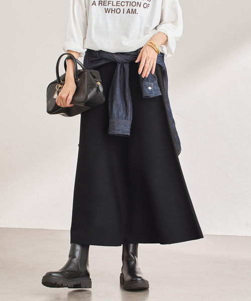 FRAMeWORK（フレームワーク）の「≪手洗い可≫フレアーニットスカート（スカート・レディース・ライトグレー/ブラック・36/38）」の17枚目の写真