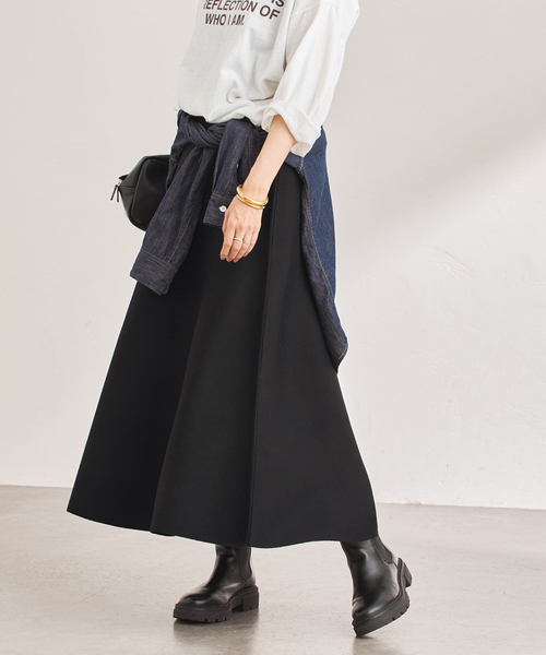 FRAMeWORK（フレームワーク）の「≪手洗い可≫フレアーニットスカート（スカート・レディース・ライトグレー/ブラック・36/38）」の15枚目の写真