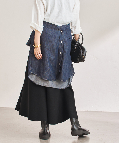 FRAMeWORK（フレームワーク）の「≪手洗い可≫フレアーニットスカート（スカート・レディース・ライトグレー/ブラック・36/38）」の12枚目の写真