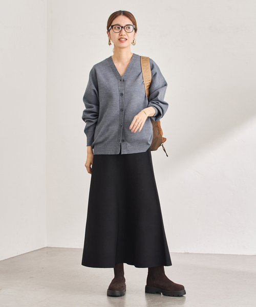 FRAMeWORK（フレームワーク）の「≪手洗い可≫フレアーニットスカート（スカート・レディース・ライトグレー/ブラック・36/38）」の9枚目の写真