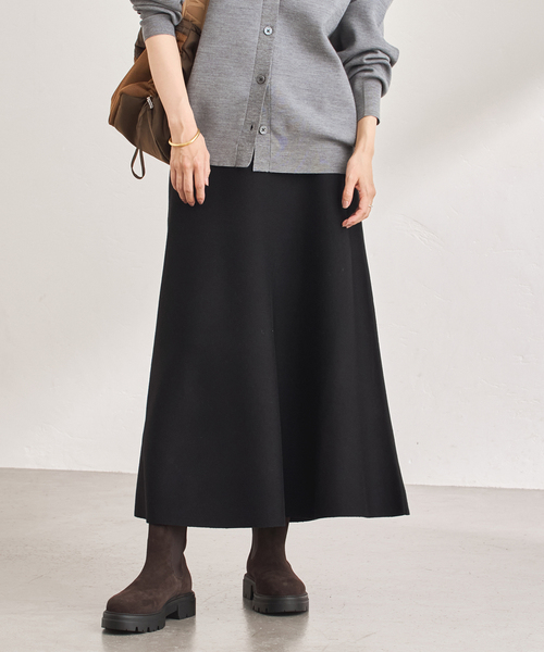 FRAMeWORK（フレームワーク）の「≪手洗い可≫フレアーニットスカート（スカート・レディース・ライトグレー/ブラック・36/38）」の6枚目の写真