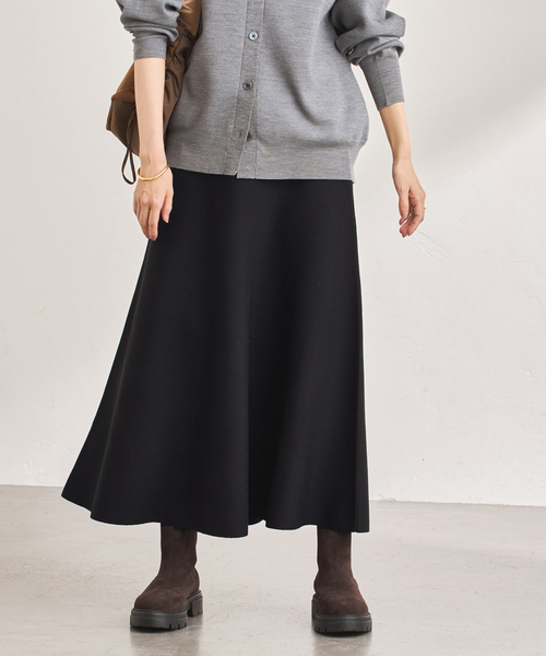 FRAMeWORK（フレームワーク）の「≪手洗い可≫フレアーニットスカート（スカート・レディース・ライトグレー/ブラック・36/38）」の5枚目の写真